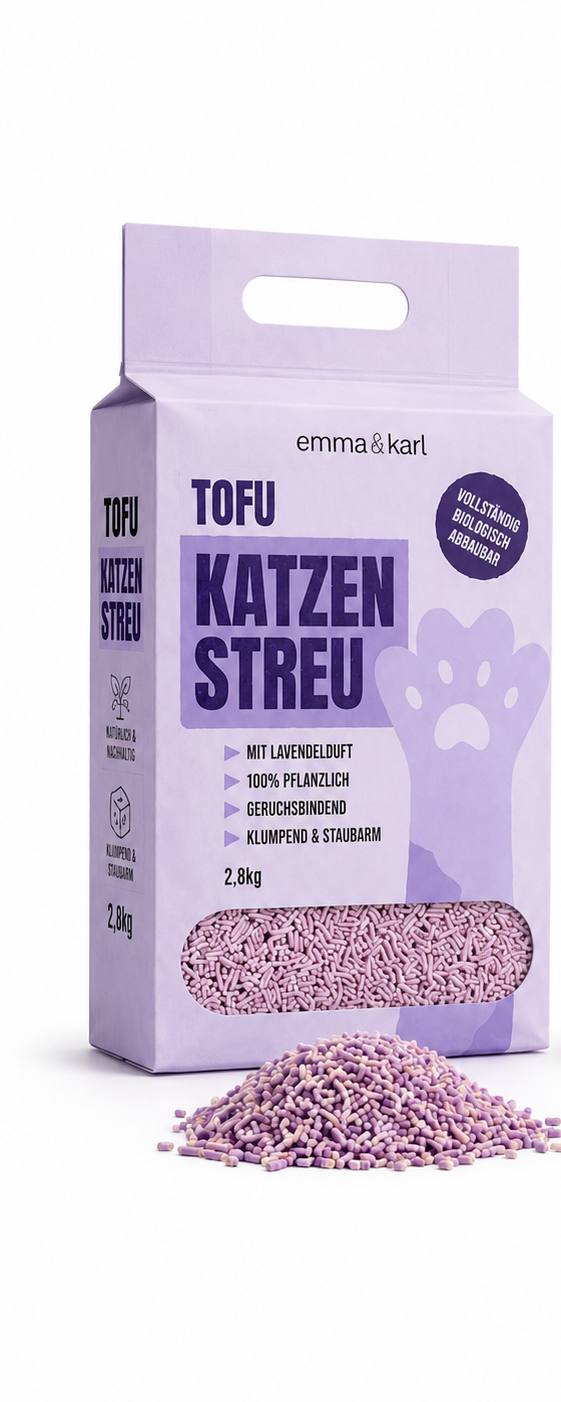 emma & karl Tofu-Katzenstreu in zwei Designvarianten